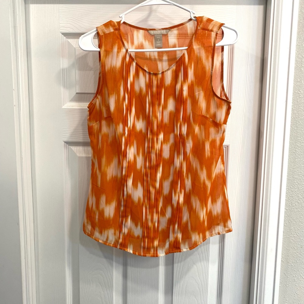 Banana Republic Orange & White Ikat-Print Sleeveless Camisole